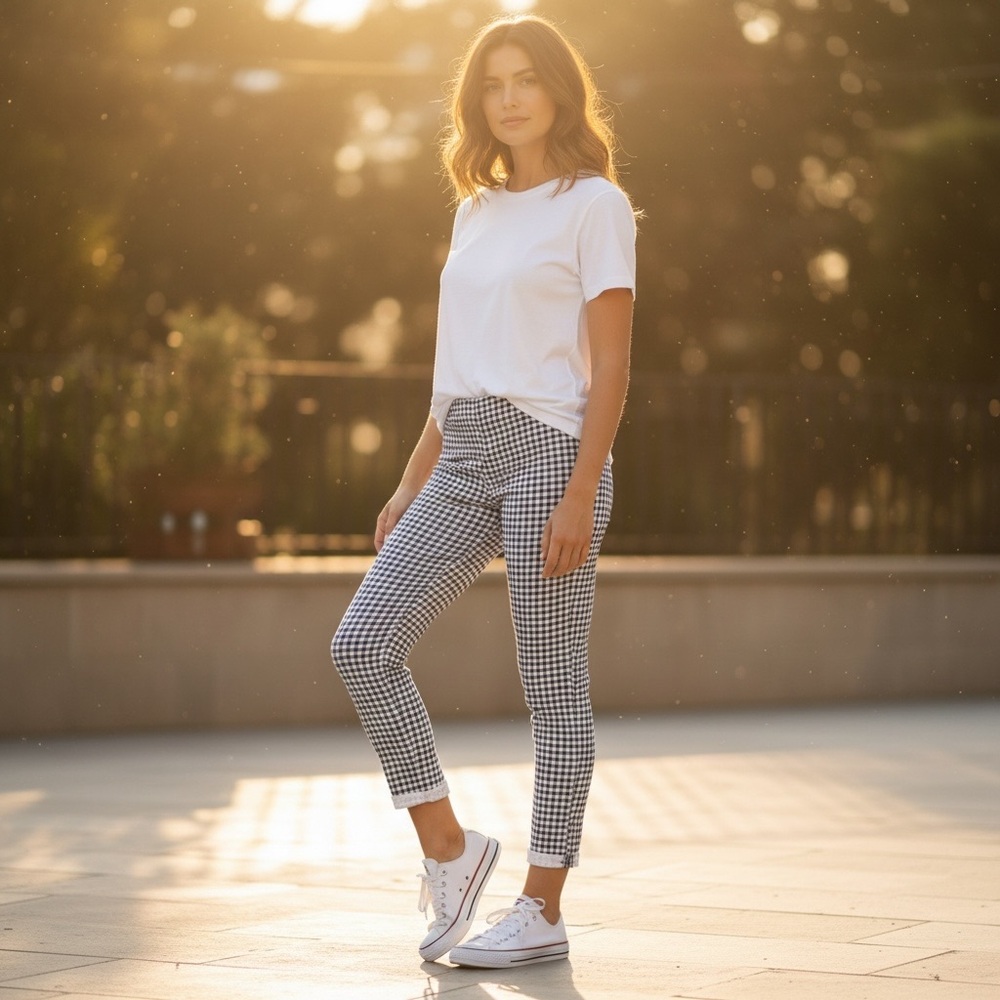 Draper James RSVP Cotton Gingham Womens 12 Ankle Pants